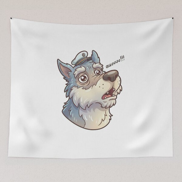 Item preview,  Funny Howling Wolf Mascot – Cute Cartoon Auuu Design Sticker designed and sold by Dospart.
