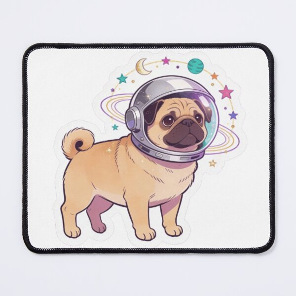 Item preview, Funny Pug Astronaut Sticker – Cute Space Dog Cartoon designed and sold by abdelski.