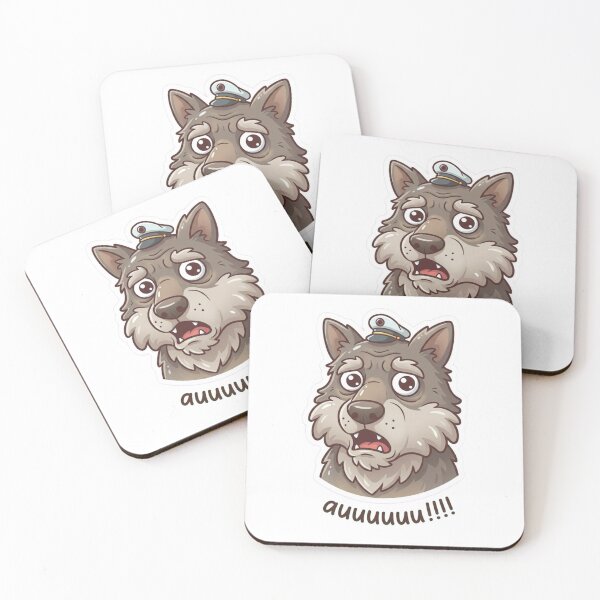 Item preview,   Funny Howling Wolf Mascot – Cute Cartoon Auuu Design Sticker designed and sold by Dospart.