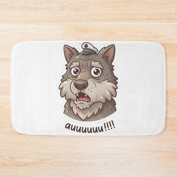 Item preview,   Funny Howling Wolf Mascot – Cute Cartoon Auuu Design Sticker designed and sold by Dospart.