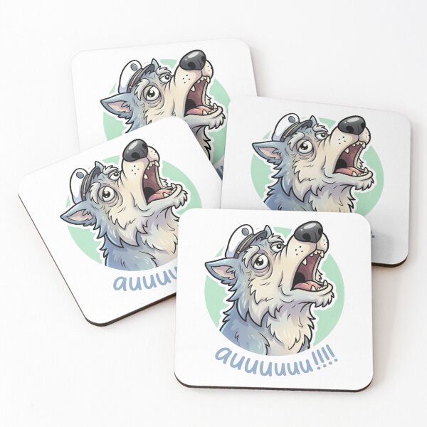 Item preview, Funny Howling Wolf Mascot – Cute Cartoon Auuu Design Sticker designed and sold by Dospart.