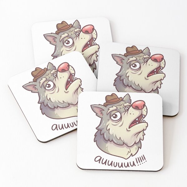 Item preview, Funny Howling Wolf Mascot – Cute Cartoon Auuu Design Sticker designed and sold by Dospart.