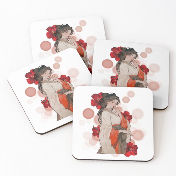 Item preview, Woman in Japanese Style in Red Tones - Kawaii Illustration designed and sold by iamKRUK.