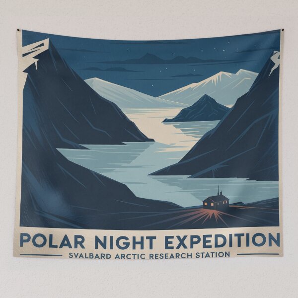 Item preview, Polar Night Expedition Poster – Retro Arctic Svalbard Travel Wall Art designed and sold by Tamas Das.