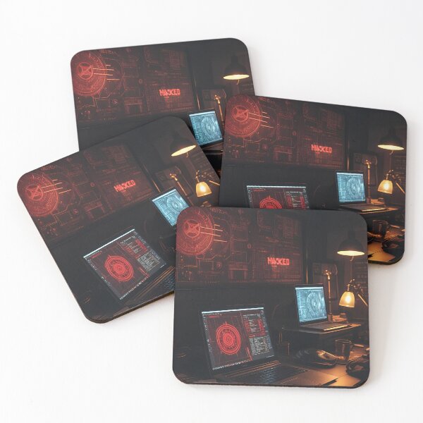 Item preview, Midnight Cyber Workspace Glowing With Breach Warning Shadows designed and sold by ArtaFutura.