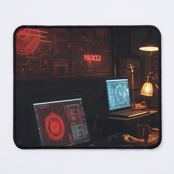 Item preview, Midnight Cyber Workspace Glowing With Breach Warning Shadows designed and sold by ArtaFutura.