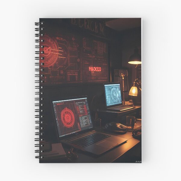 Item preview, Midnight Cyber Workspace Glowing With Breach Warning Shadows designed and sold by ArtaFutura.