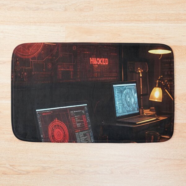 Item preview, Midnight Cyber Workspace Glowing With Breach Warning Shadows designed and sold by ArtaFutura.