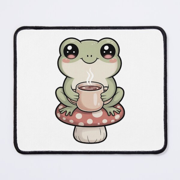 Item preview, Cute Cozy Frog Drinking Tea – Kawaii Aesthetic Frog Sticker designed and sold by YounexxART.