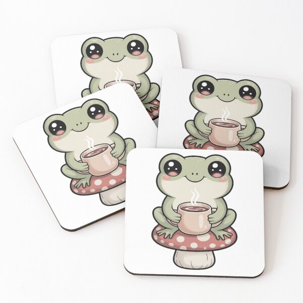 Item preview, Cute Cozy Frog Drinking Tea – Kawaii Aesthetic Frog Sticker designed and sold by YounexxART.