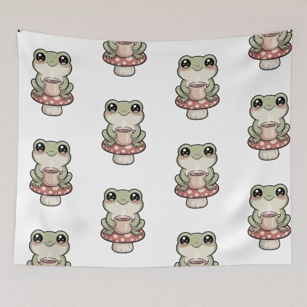 Item preview, Cute Cozy Frog Drinking Tea – Kawaii Aesthetic Frog Sticker designed and sold by YounexxART.