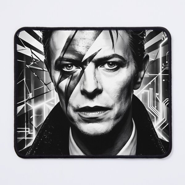 Item preview, Monochrome Futuristic Glam Portrait With Shattered Neon Aura designed and sold by ArtaFutura.