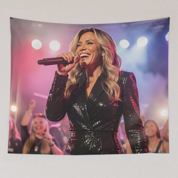 Item preview, Radiant Pop Vocalist Glowing Beneath Midnight Stage Lights designed and sold by ArtaFutura.