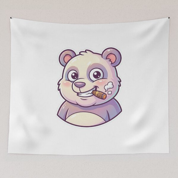 Item preview, Cute Panda Mascot Smoking Cigar – Funny Cartoon Animal Sticker designed and sold by Dospart.