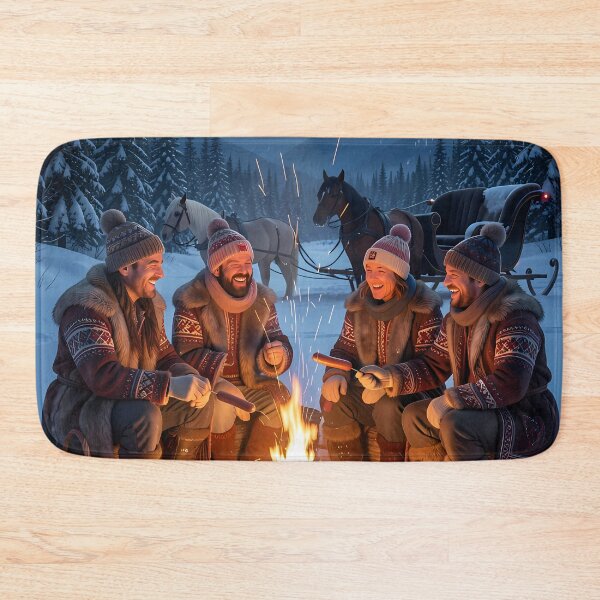 Item preview, Snowy Tatra Mountain Campfire Evening With Sleighside Fireside Laughter designed and sold by ArtaFutura.
