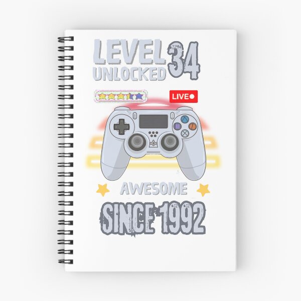 Item preview, 34th Birthday T-shirt 34yr 34 Year Old Birthday Level 34 Unlocked Awesome Since 1992 34th Birthday Gaming T-shirt designed and sold by Zibis09.