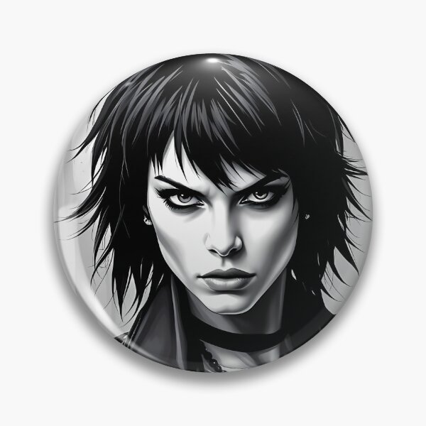 Item preview, Monochrome Punk Icon With Fierce Midnight Rebel Gaze designed and sold by ArtaFutura.
