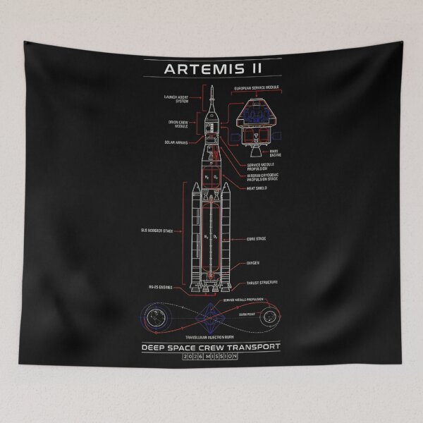 Item preview, Artemis II Deep Space Crew Transport 2026 Moon Mission Rocket Science Blueprint designed and sold by MassonCalepon.