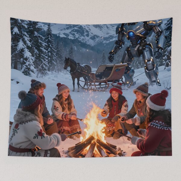 Item preview, Tatra Winter Campfire Friends Watched by Giant Mountain Robot designed and sold by ArtaFutura.