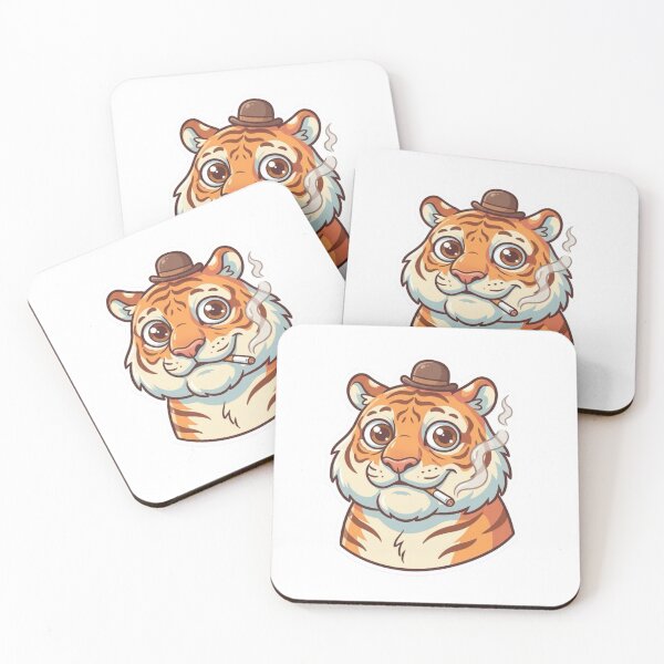 Item preview, Cute Old Tiger Mascot Smoking – Funny Cartoon Animal Sticker designed and sold by Dospart.