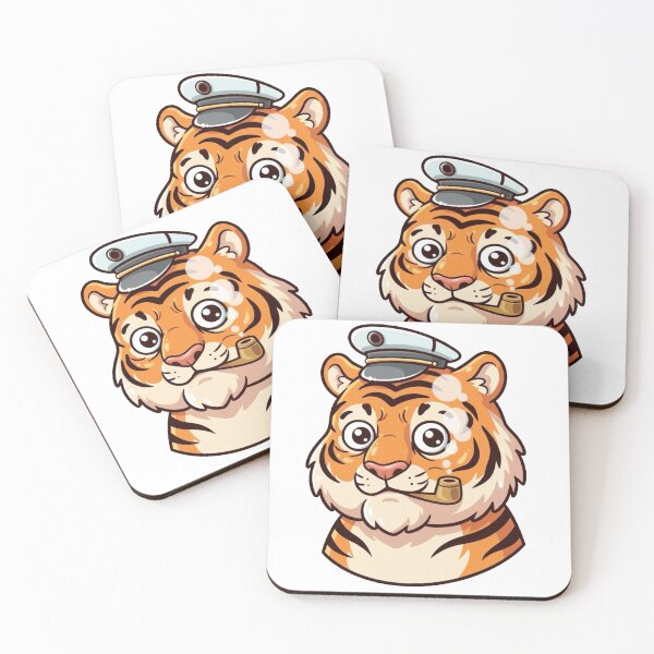 Item preview, Cute Old Tiger Mascot Smoking – Funny Cartoon Animal Sticker designed and sold by Dospart.