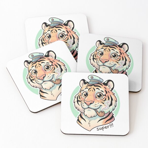 Item preview,  Cute Old Tiger Mascot Smoking – Funny Cartoon Animal Sticker designed and sold by Dospart.