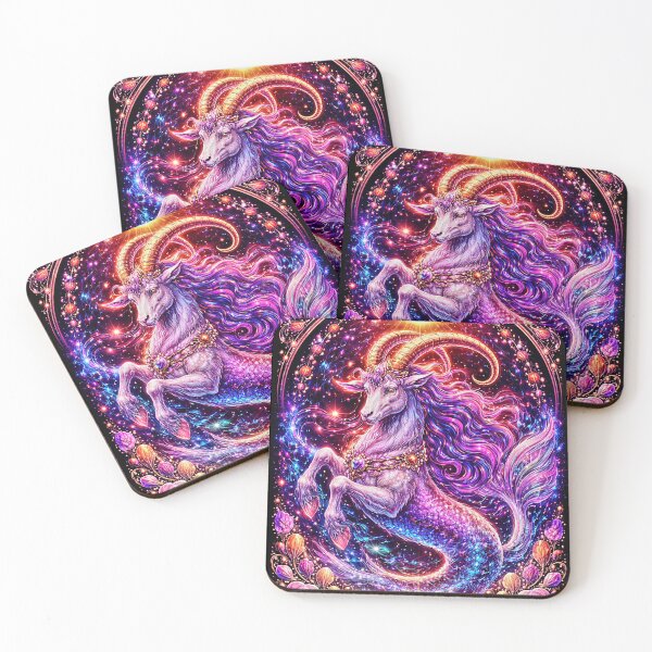 Item preview, Capricorn Astrology Art - Majestic Purple Sea Goat with Golden Horns designed and sold by David Brookes Digital.