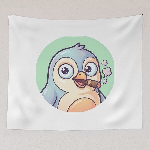 Item preview,  Cute Chubby Penguin Smoking Cigar – Funny Kawaii Cartoon Sticker designed and sold by Dospart.