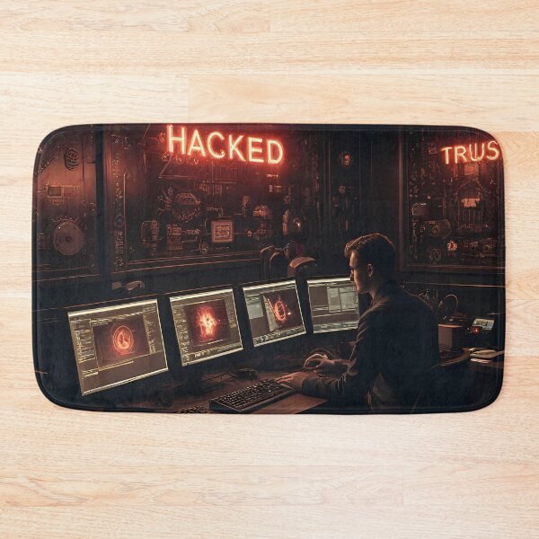 Item preview, Neon Cybersecurity Control Room Where Trust Falls Apart designed and sold by ArtaFutura.