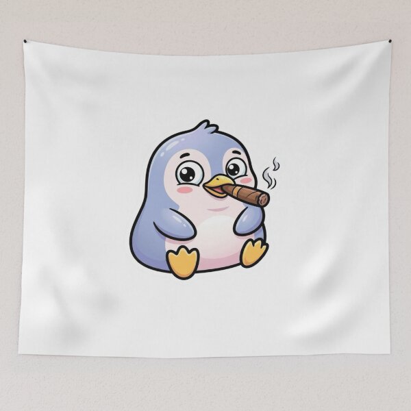 Item preview, Cute Chubby Penguin Smoking Cigar – Funny Kawaii Cartoon Sticker designed and sold by Dospart.