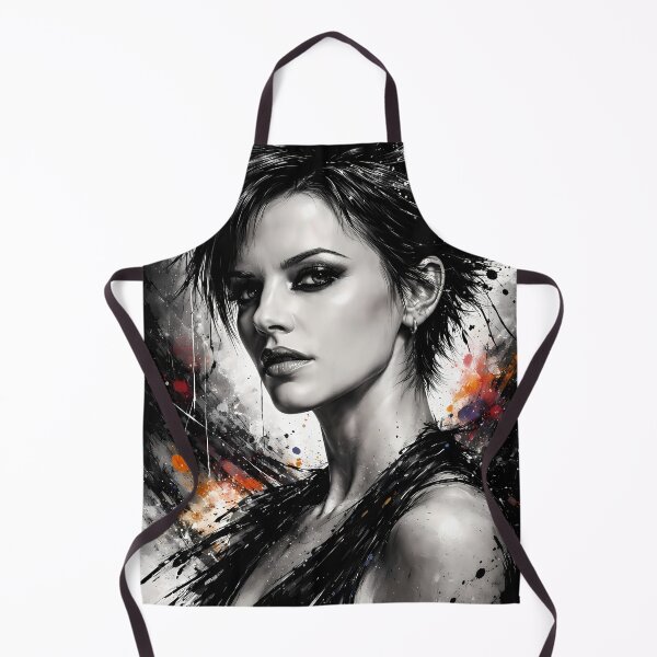 Item preview, Monochrome Punk Muse With Ink Splashed Rebel Grace designed and sold by ArtaFutura.