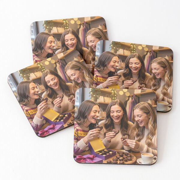 Item preview, Heart Chocolates and Laughter in a Cozy Cafe designed and sold by ArtaFutura.