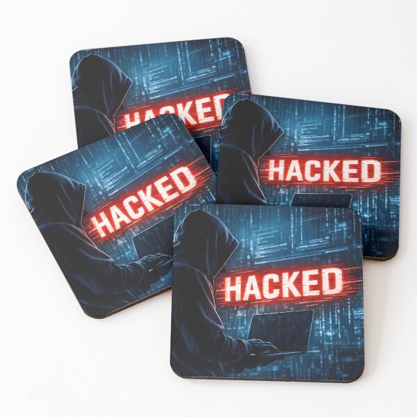 Item preview, Neon Cyber Intrusion with Hooded Figure and Laptop designed and sold by ArtaFutura.