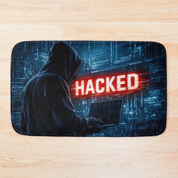 Item preview, Neon Cyber Intrusion with Hooded Figure and Laptop designed and sold by ArtaFutura.