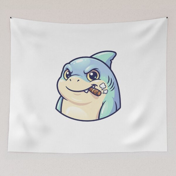 Item preview, Cute Baby Shark Smoking Cigar – Funny Kawaii Shark Cartoon Sticker designed and sold by Dospart.