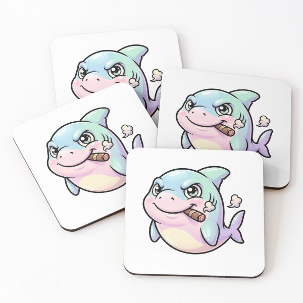 Item preview, Cute Baby Shark Smoking Cigar – Funny Kawaii Shark Cartoon Sticker designed and sold by Dospart.