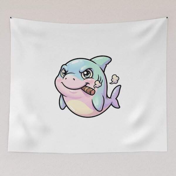 Item preview, Cute Baby Shark Smoking Cigar – Funny Kawaii Shark Cartoon Sticker designed and sold by Dospart.