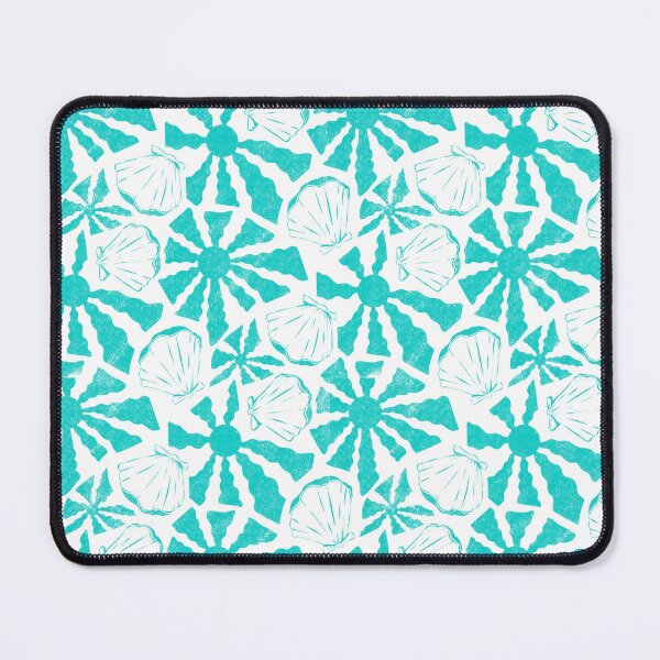 Item preview, Aquamarine Boho Coastal Sun and Clam Shell Seamless Pattern Art designed and sold by studiomamabara.