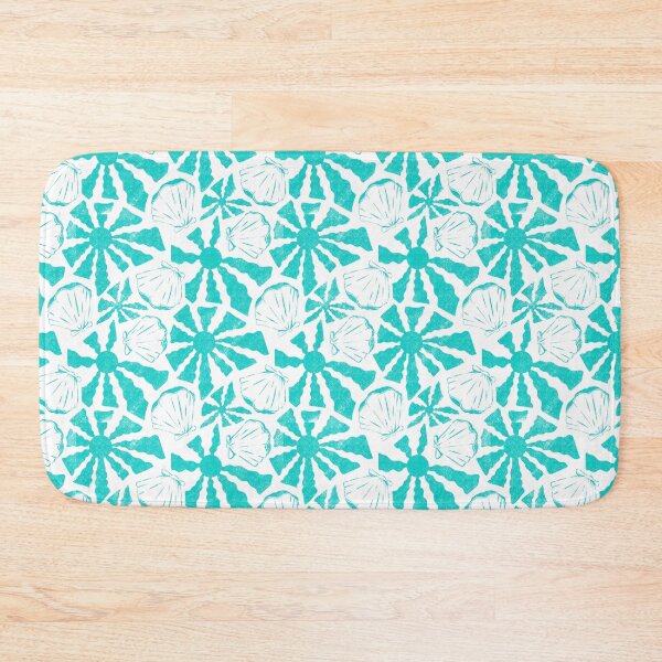 Item preview, Aquamarine Boho Coastal Sun and Clam Shell Seamless Pattern Art designed and sold by studiomamabara.