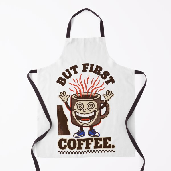 Item preview, But First Coffee Funny Unhinged Retro Mascot designed and sold by Mdozet.