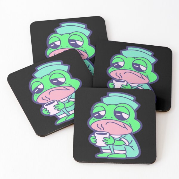 Item preview, Sleepy Frog Drinking Coffee Kawaii designed and sold by DailySparks.