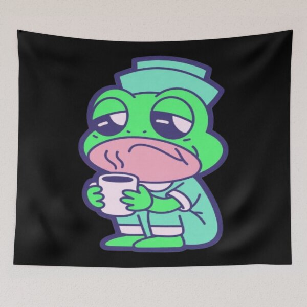 Item preview, Sleepy Frog Drinking Coffee Kawaii designed and sold by DailySparks.