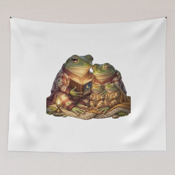 Item preview, Cozy Frog Family - Bedtime Story & Cottagecore Pajamas designed and sold by Arts Paradise.
