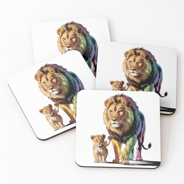 Item preview, Lion Father and Cub Love – Golden Rainbow Father’s Day Animal T-Shirt Design designed and sold by RBToper.