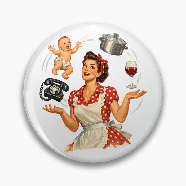 Item preview, Retro Pin-Up Mom – Multitasking Illustration designed and sold by Pineapple-Tree.