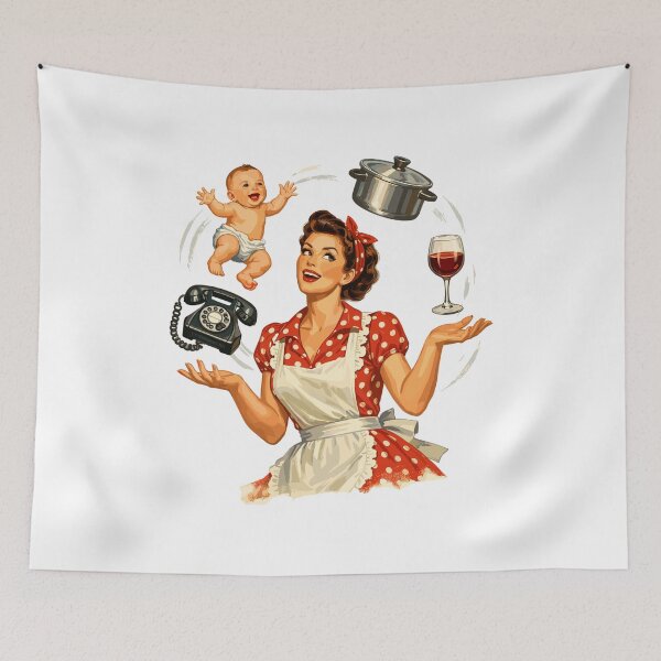 Artikelvorschau, Retro Pin-Up Mama – Multitasking Illustration entworfen und verkauft von Pineapple-Tree.