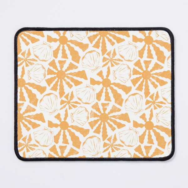 Item preview, Pastel Orange Peach Sun and Clam Shell Boho Summer Beach Pattern designed and sold by studiomamabara.