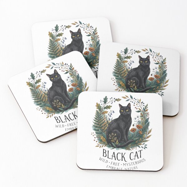 Item preview, Black Cat Wild Free Mysterious - Botanical Woodland Nature Art designed and sold by RubisLeaf.