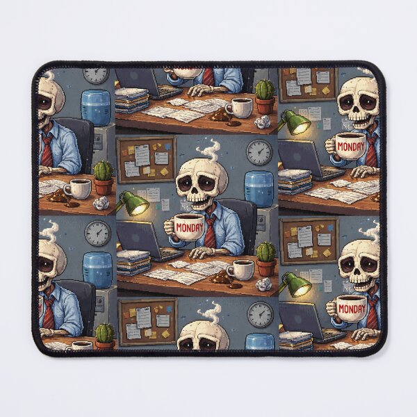 Item preview, Retro Pixel Art Monday Skeleton Coffee Survivor T-Shirt designed and sold by NoriudaR.