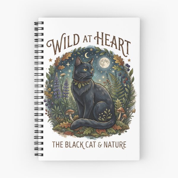 Item preview, Black Cat Wild at Heart Art - Celestial Forest Nature Illustration designed and sold by RubisLeaf.